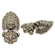 1Pc Tibetan Style Brass Shackle Clasps, for Bracelet Making, Chief of a Tribe, Antique Bronze, 46x24.5x14mm(KK-NB0003-67B)