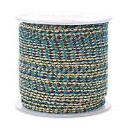 4-Ply Polycotton Cord, Handmade Macrame Cotton Rope, with Gold Wire, for String Wall Hangings Plant Hanger, DIY Craft String Knitting, Blue, 1.5mm, about 21.8 yards(20m)/roll(OCOR-Z003-C05)