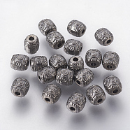 Tibetan Style Alloy Beads, Cadmium Free & Nickel Free & Lead Free, Barrel, Gunmetal, 6x6mm, Hole: 1.6mm(BLF0888Y-NF)