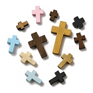 Wood Pendants, Cross, Mixed Color, 13.5~42x10~24.5x5mm, Hole: 2mm(WOOD-XCP0001-79)