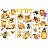 3 Sheets 3 Styles Flower PVC Waterproof Decorative Stickers, Self Adhesive Floral Decals for Furniture Decoration, Bees, 300x150mm, 1 sheet/style(DIY-WH0404-058)