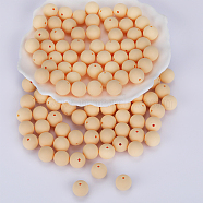 Round Silicone Focal Beads, Chewing Beads For Teethers, DIY Nursing Necklaces Making, Lemon Chiffon, 15mm, Hole: 2mm(SI-JX0046A-20)