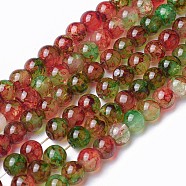 Spray Painted Glass Beads Strands, Round, Colorful, 6~6.5mm, Hole: 1mm, about 137pcs/strand, 31.8 inch(81cm)(GLAA-A038-B-47)