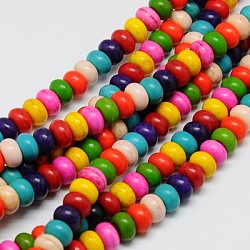Synthetic Turquoise Beads Strand, Dyed, Rondelle, Mixed Color, 10x6mm, Hole: 1mm, about 45pcs/strand, 15.75 inch, 14strands/1000g(TURQ-G109-10x6mm-09)