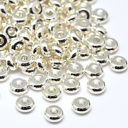 Brass Flat Round Spacer Beads, Silver Color Plated, 5x2mm, Hole: 2mm(X-KK-M085-14S-NR)