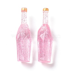 Dummy Bottle Transparent Resin Cabochon, with Glitter Powder, Pink, 41.5x12.5x12.5mm(RESI-E025-03E)