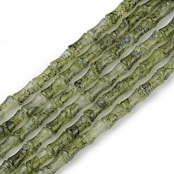 Baking Varnish Glass Beads Strand, Bamboo Stick, Olive Drab, 12x6.5mm, Hole: 1.4mm, about 65~66pcs/strand, 30.71''(78cm)(GLAA-TAC0021-02E)