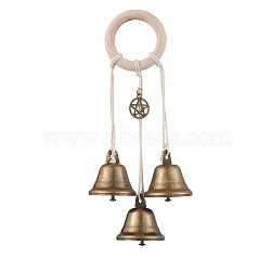 Iron Witch Bells for Door Knob Protection, Witch Wind Chimes Door Hanger, Alloy Star and Wood Ring for Home Decor, Antique Bronze, 180~190x78mm(HJEW-JM02252)