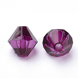 Transparent Acrylic Beads, Bicone, Purple, 6x5.5mm, Hole: 1.5mm, about 6120pcs/500g(TACR-S146-6mm-24)