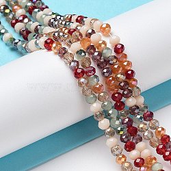 Glass Beads Strands, Faceted, Rondelle, FireBrick, 3.5x3mm, Hole: 0.7mm, about 119~125pcs/strand, 13.58 inch~14.37 inch(34.5~36.5cm)(EGLA-A034-M3mm-05)