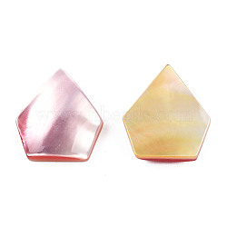 Natural Turbo Cornulus/Top Shells Cabochons, with Acrylic and Yellow Shell, Diamond Shape, Pink, 18.5x16.5x4.5~5.5mm(SSHEL-N003-155B)
