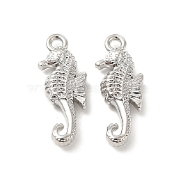 Rack Plating Alloy Pendants, Cadmium Free & Lead Free, Sea Horse Charms, Platinum, 21x8.5x4mm, Hole: 1.6mm(FIND-G044-37P)