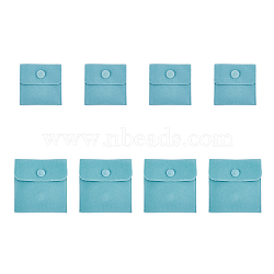 HOBBIESAY 8Pcs 2 Style Square Velvet Jewelry Bags, with Snap Fastener, Turquoise, 7~10x7~10x0.95~1cm, 4pcs/style(TP-HY0001-06B)