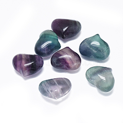 Natural Fluorite Heart Love Stone, Pocket Palm Stone for Reiki Balancing, 20~21x25~25.5x13~14mm(G-F637-11D)