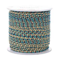 4-Ply Cotton Cord, Handmade Macrame Cotton Rope, with Gold Wire, for String Wall Hangings Plant Hanger, DIY Craft String Knitting, Blue, 1.5mm, about 21.8 yards(20m)/roll(OCOR-Z003-C05)