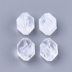 Acrylic Beads, Imitation Gemstone, Faceted, Oval, Clear & White, 18.5x13.5x11mm, Hole: 1.8mm, about 307pcs/500g(OACR-S028-044C)
