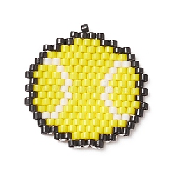 Handmade Loom Pattern MIYUKI Seed Beads, Sport Theme Pendants, Tennis Pattern, 24x23x1.8mm, Hole: 0.7mm(PALLOY-MZ00066-05)