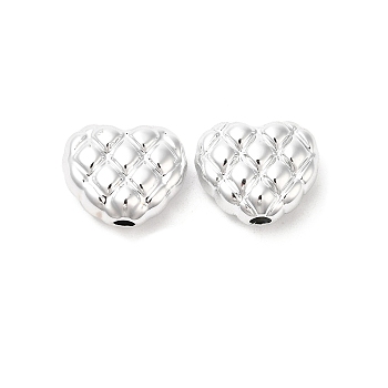 Plating CCB Plastic Beads, Heart, Platinum, 17x20x9mm, Hole: 3mm