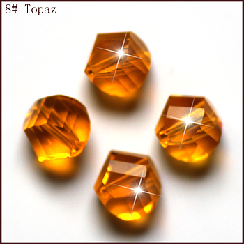 Imitation Austrian Crystal Beads, Grade AAA, Faceted, Polygon, Orange, 8mm, Hole: 0.9~1mm