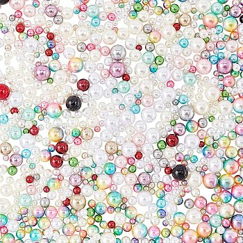 Acrylic Imitation Pearl Beads, No Hole/Undrilled, Round, Mixed Color, Beads: 4mm/5mm/6mm/8mm/10mm, 1040pcs/box