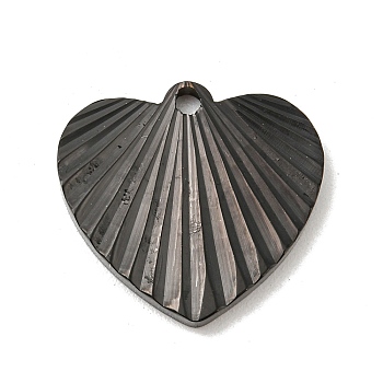 Ion Plating(IP) 304 Stainless Steel Pendants, Heart Charm, Black, 17x18x2mm, Hole: 1.6mm