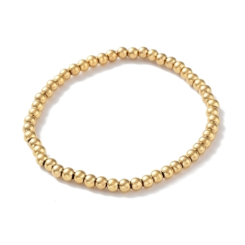 316 Surgical Stainless Steel Round Beaded Stretch Bracelets, Golden, Inner Diameter: 2-1/8 inch(5.3cm), Wide: 4mm