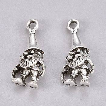Tibetan Style Alloy Pendants, Cadmium Free & Lead Free, Gnome Charms, Antique Silver, 24x11x7mm, Hole: 2mm