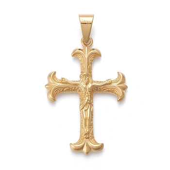 Easter 304 Stainless Steel Big Pendants, Crucifix Cross, Golden, 55.5x37.5x7mm, Hole: 6.5x11mm