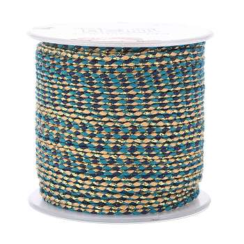 4-Ply Polycotton Cord, Handmade Macrame Cotton Rope, with Gold Wire, for String Wall Hangings Plant Hanger, DIY Craft String Knitting, Blue, 1.5mm, about 21.8 yards(20m)/roll