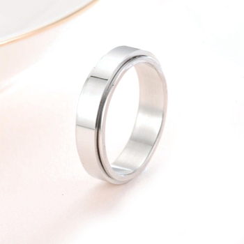 Rotating 201 Stainless Steel Finger Rings for Men Women, Stainless Steel Color, US Size 9(18.9mm)