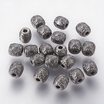 Tibetan Style Alloy Beads, Cadmium Free & Nickel Free & Lead Free, Barrel, Gunmetal, 6x6mm, Hole: 1.6mm