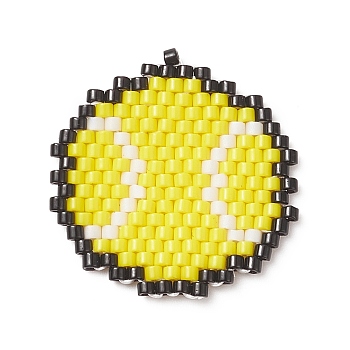 Handmade Loom Pattern MIYUKI Seed Beads, Sport Theme Pendants, Tennis Pattern, 24x23x1.8mm, Hole: 0.7mm