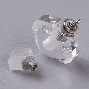 Rhombus Natural Quartz Crystal Perfume Bottle Pendants(G-H241-01C-P)-2