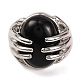 bague ovale en obsidienne naturelle(G-Q184-06B-P)-2