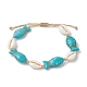 Natural Shell & Synthetic Turquoise Braided Bead Anklets(AJEW-AN00562)-3