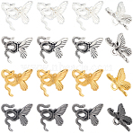 120Pcs 4 Colors Alloy Beads, Butterfly and Snake, Mixed Color, 14x15x6mm, Hole: 2mm, 30pcs/color(FIND-SC0017-96)