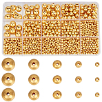 1573Pcs 5 Styles ABS Plastic Beads, Round, Golden Plated, 4~12x3.5~11.5mm, Hole: 1.2~2mm(OACR-PA0001-60)