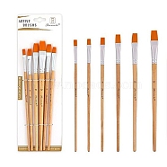 Paint Wood Brushes Set, with Aluminium Tube and Nylon Hair, for DIY Oil Watercolor Painting Craft, Sandy Brown, 18.1~20.8x0.7~1cm, 6pcs/set(CELT-PW0001-017A)