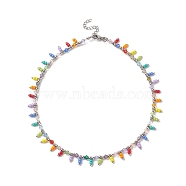 Glass Seed Beaded Charms Necklace for Women, Colorful, 13.58 inch(34.5cm)(NJEW-JN04189)