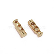 Alloy Spring Cord Locks, Double Hole Drawstring Stopper Fastener Buttons, Garment Accessories, Golden, 2.2x0.7x0.7cm, Hole: 4mm(FIND-WH0100-80G)
