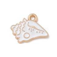 Alloy Enamel Pendants, Light Gold, Cadmium Free & Lead Free, Ice Cream Charm, White, 15x18x1mm, Hole: 1.5mm(ENAM-A008-38KCG-02)