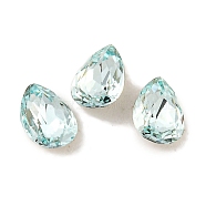 Glass Rhinestone Cabochons, Flat Back & Back Plated, Faceted, Teardrop, Indian Sapphire, 6x4x2.5mm(RGLA-L029-19B-263)