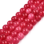 Natural Quartz Beads Strands, Dyed & Heated, Imitation Rhodochrosite, Round, Crimson, 8~8.5mm, Hole: 1.2mm, about 46pcs/strand, 14.96 inch(38cm)(G-R479-8mm-10)