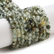 Natural Prehnite Beads Strands, Faceted, Round, 4mm, Hole: 0.8mm, about 92~95pcs/strand, 14.96~15.16''(38cm)(G-G161-A12-03)