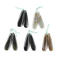 Natural  Nephrite Jade/Hetian Jade Pendants, Teardrop Charms, 45x12x5.5mm, Hole: 2mm(G-Q176-01B-01)