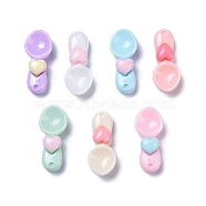 Opaque Cute Resin Decoden Cabochons, Mixed Color, Spoon with Heart, 16x7x5.5mm(X-RESI-B024-03A)