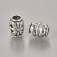 Tibetan Style Alloy Beads, Lead Free & Cadmium Free, Antique Silver, Barrel, 8.5mm in diameter, 10.5mm thick, hole: 4.5 mm(X-K096E041)