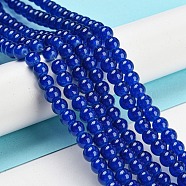 Baking Painted Imitation Jade Glass Round Bead Strands, Royal Blue, 6.5mm, Hole: 1.5mm, about 145pcs/strand, 31.8 inch(X-DGLA-Q021-6mm-33)
