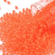 TOHO Round Seed Beads, Japanese Seed Beads, (803F) Frosted Luminous Neon Salmon, 8/0, 3mm, Hole: 1mm, about 220pcs/10g(X-SEED-TR08-0803F)