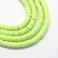 Eco-Friendly Handmade Polymer Clay Beads, Disc/Flat Round, Heishi Beads, Light Green, 3x1mm, Hole: 1mm, about 380~400pcs/strand, 17.7 inch(CLAY-R067-3.0mm-24)